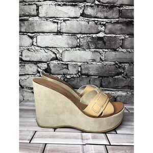 Manufacture d'Essai Beige Leather Wedge Platform Sandals Women’s Sz 38EU/7.5M US